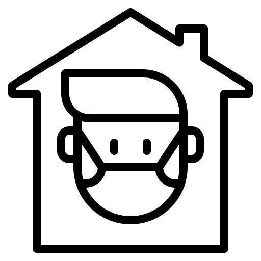 Quarantine medical mask man distance icon