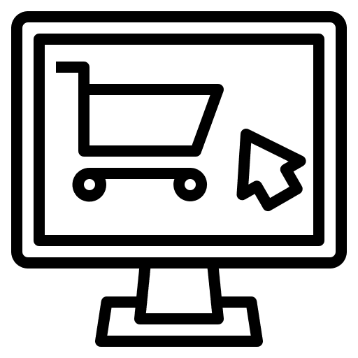 Online shopping distance coronavirus screen icon Online shopping distance coronavirus screen icon