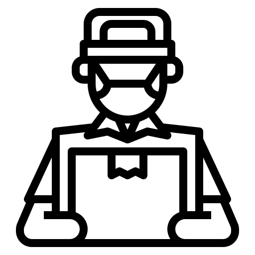 Delivery man social service coronavirus icon Delivery man social service coronavirus icon