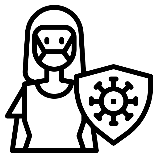 Female shield distance virus icon Female shield distance virus icon