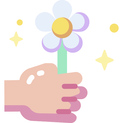 Flower giving peace hand icon