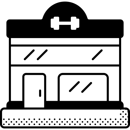 Gym building architecture and city fitness icon Gym building architecture and city fitness icon