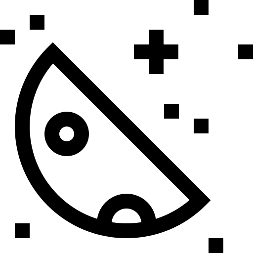 Half moon sky half moon space icon