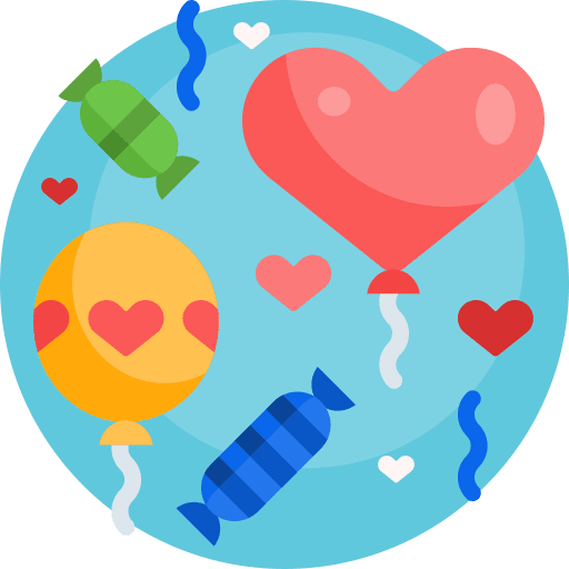 Party sweet birthday and party heart icon