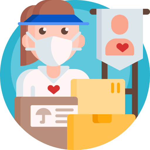 Volunteer female helper woman icon