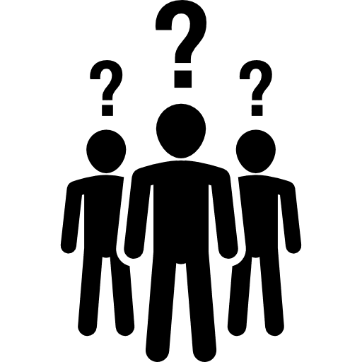 Human group with questions and doubts persons group asking icon