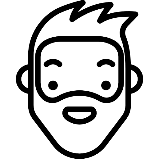 Hipster smiling bearded woman beard face icon