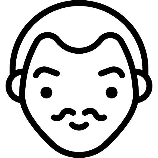 Man with moustache smiling happiness expression people icon