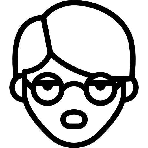 Philosophizing boy face eyeglasses people icon