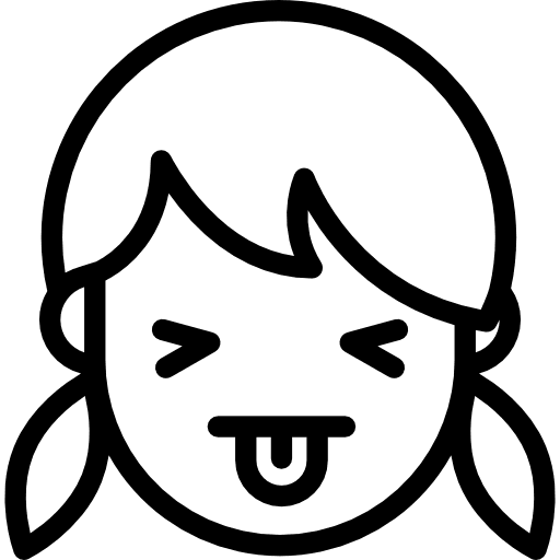 Girl showing tongue childhood emotion expression icon