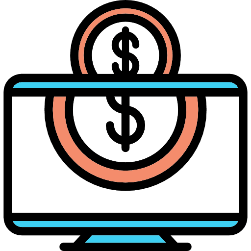 Profit monitor multimedia coin icon