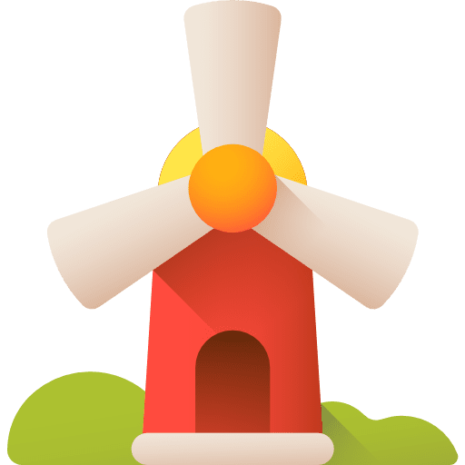 Windmill architecture and city green green energy icon