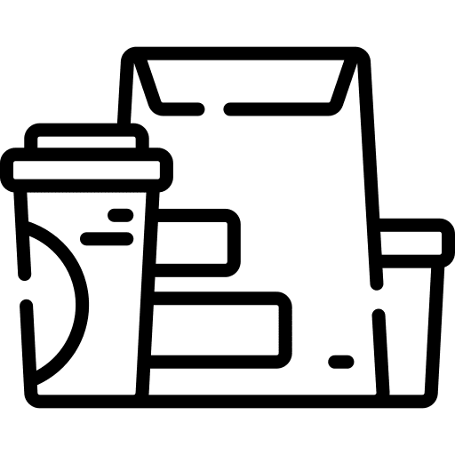 Take away food packaging shipping and delivery icon