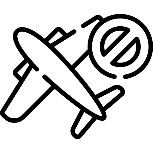 No travelling aeroplane no flight sign icon