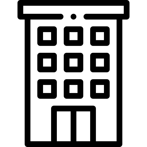 Hotel commercial building vacations hostel icon