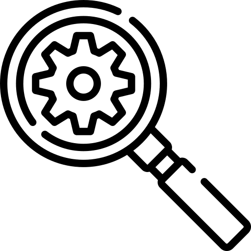 Search magnifying glass settings looking icon