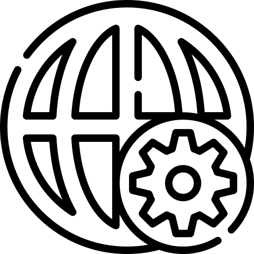 Network cogwheel earth grid seo and web icon