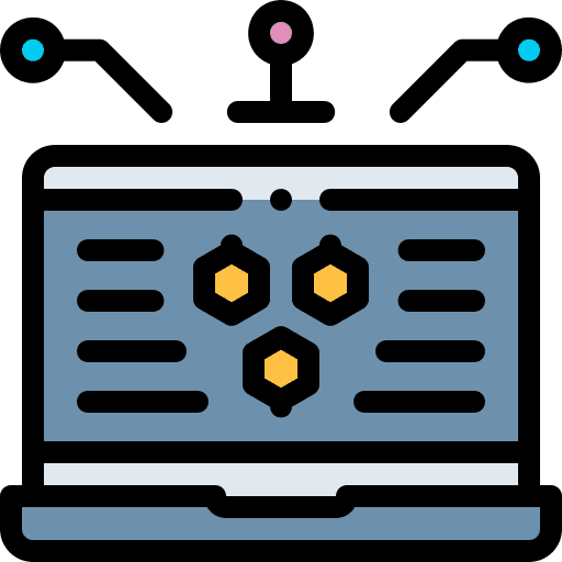 Laptop science fiction electronics cyberpunk icon