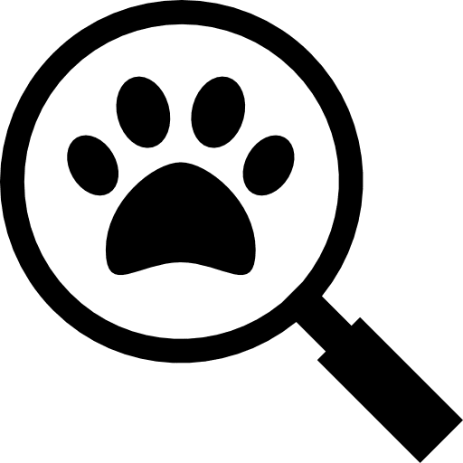 Pawprint search detective paw icon