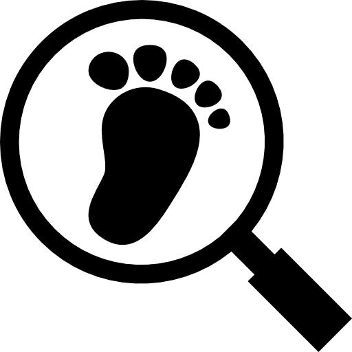 Footprint detective searcher searching icon