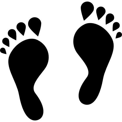 Footprints shapes barefoot prints icon