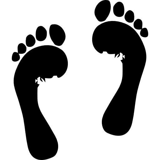 Human footprints carbon footprint barefoot feet icon