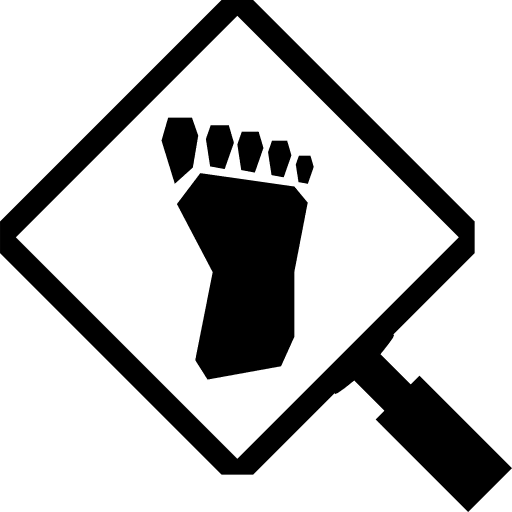Search footprint magnifying glass detective feet icon