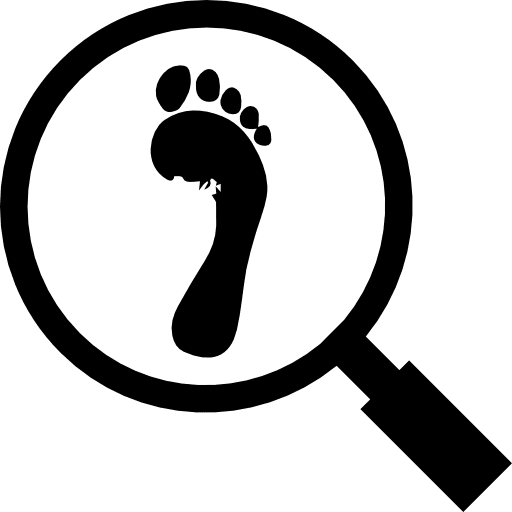 Footprint detective magnifying glass traceability icon