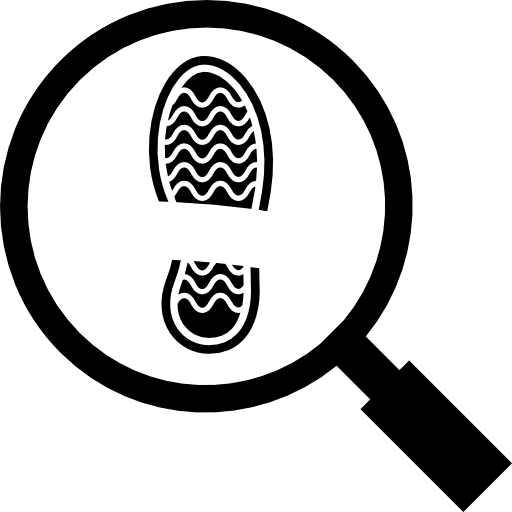 Footprint footwear magnifying glass clue icon