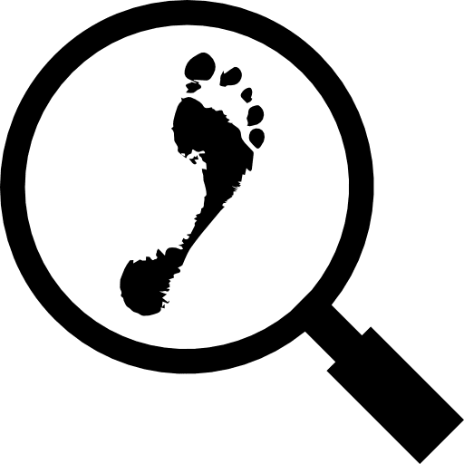 Footprint magnifying glass footwear tools and utensils icon