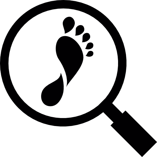 Footprint search magnifying glass clue icon