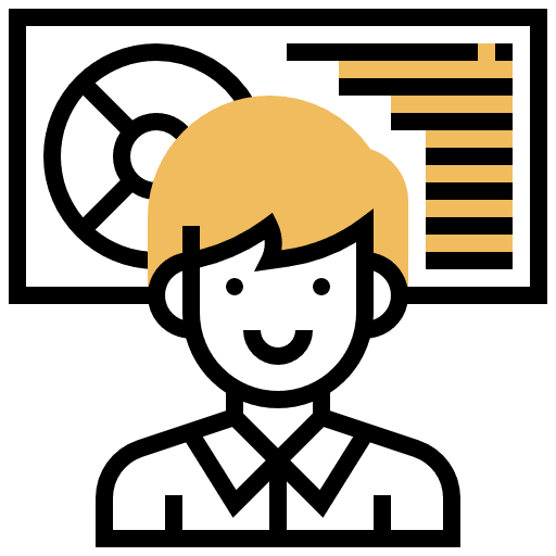 Simulation user programmer presentation icon Simulation user programmer presentation icon