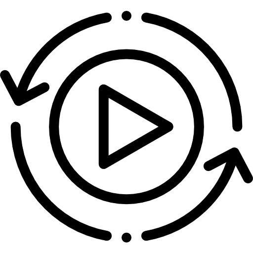 Rewind circular arrows video player multimedia icon