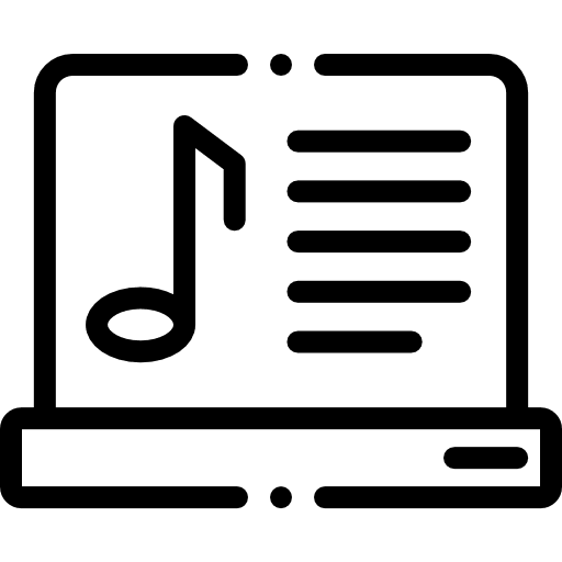 Laptop music and multimedia music notes ui icon