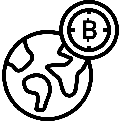 Bitcoin bitcoin globe grid earth globe icon