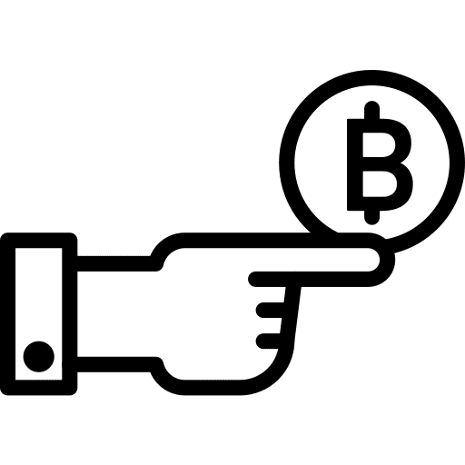 Bitcoin cryptocurrency business and finance hands and gestures icon