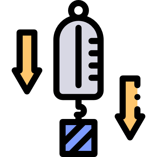 Gravity experiment falling down arrows icon