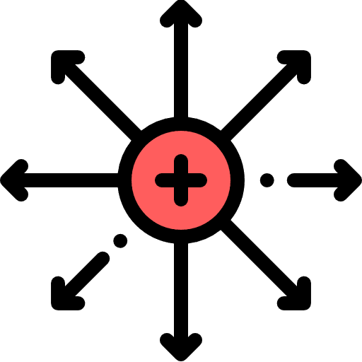 Positive ion physics directions shapes and symbols icon