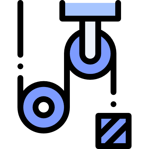 Pulley mechanism construction and tools gearing icon