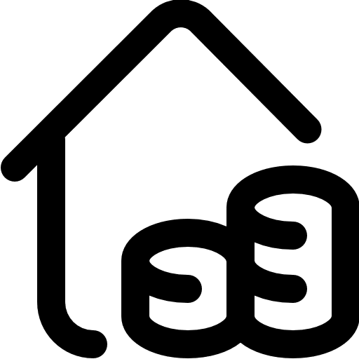 Real estate stack of coins home business icon Real estate stack of coins home business icon