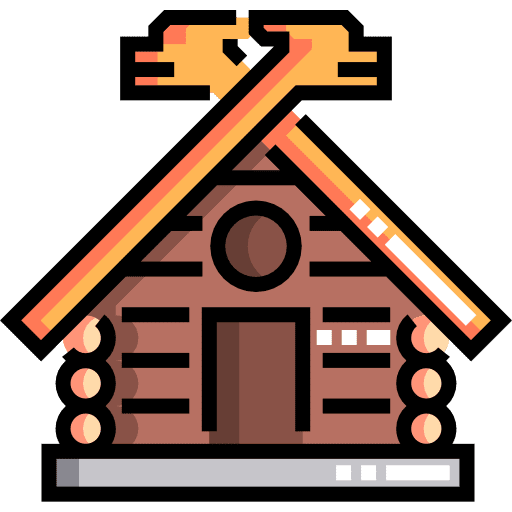 Cabain medieval architecture and city house icon