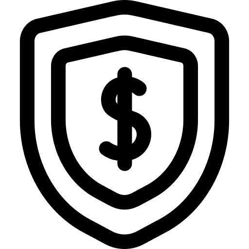 Shield protection dollar money icon