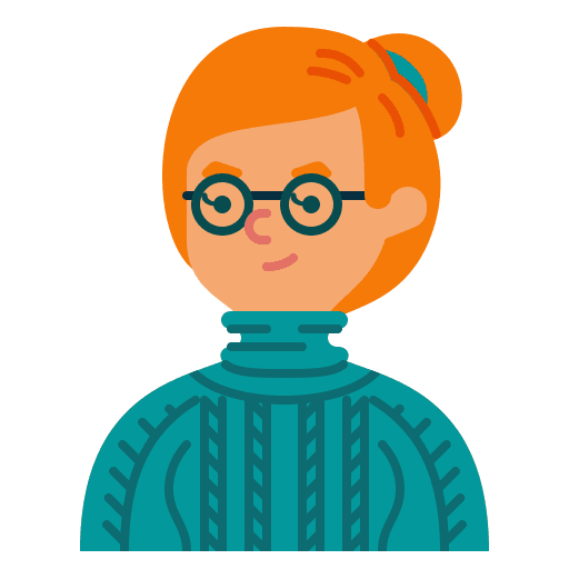 Woman redhead female bun icon