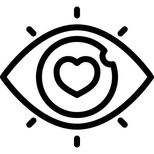 Eye looking romantic fall in love icon