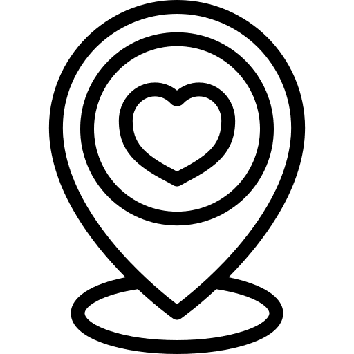 Love direction maps and location love and romance icon