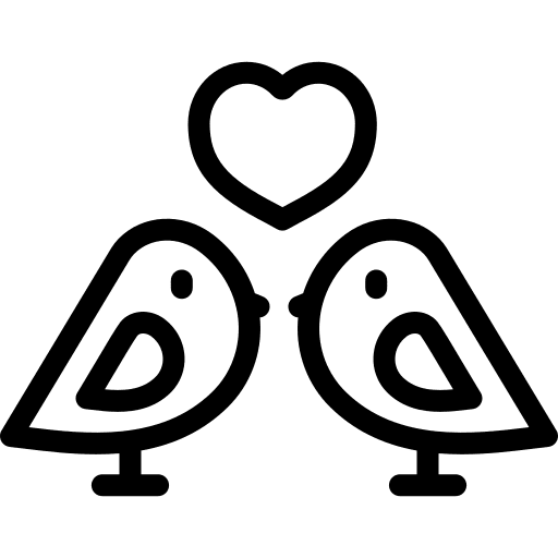 Birds love wings heart icon