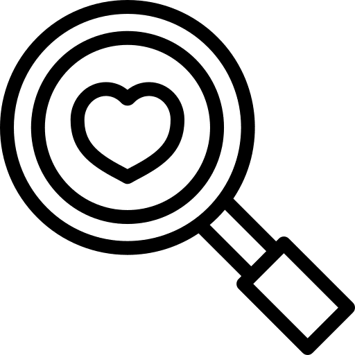 Love loupe magnifying glass magnifier icon