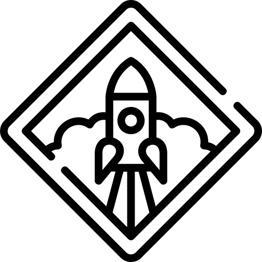 Badge rocket ship emblem space ship icon