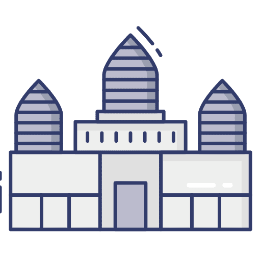 Castle building architecture and city landmark icon