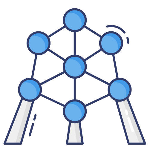 Atomium architecture and city metal atomium icon